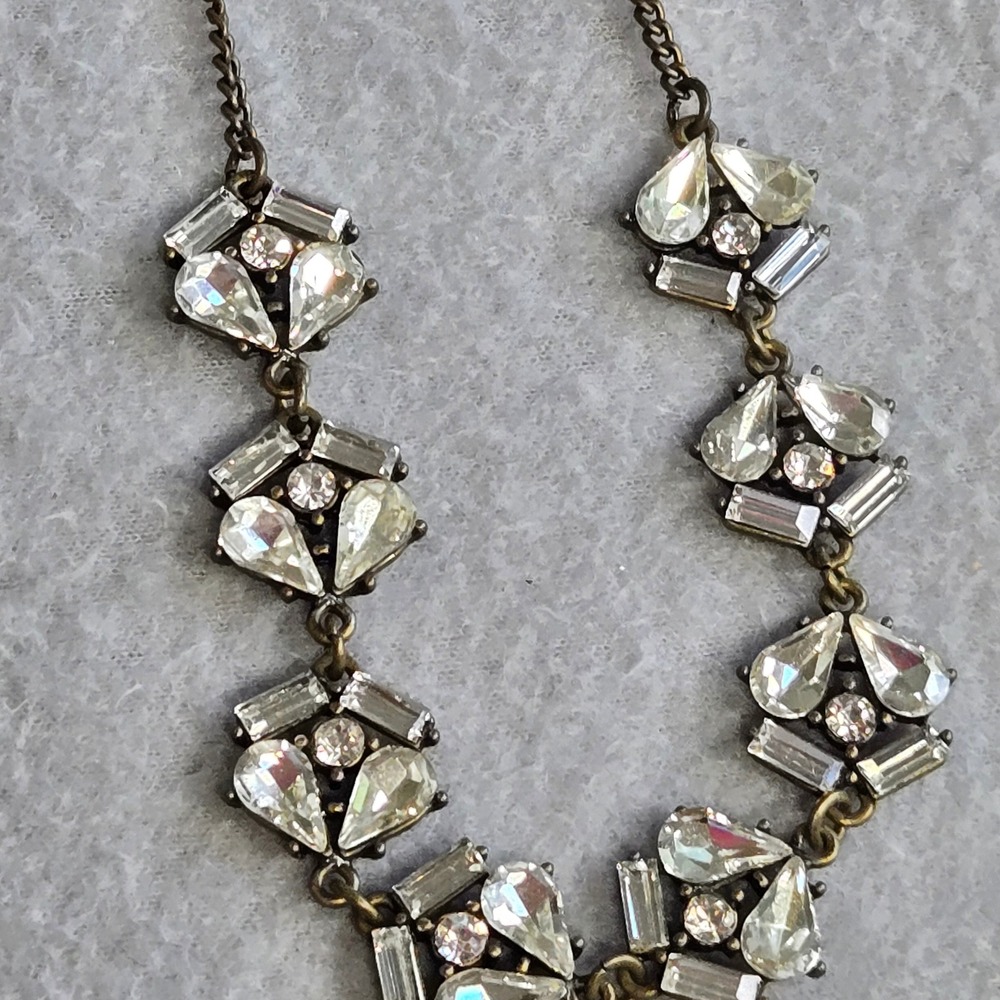 Plunder Designs Necklace Women OS‎ Gold Crystal Art Deco Statement Baguette Pear